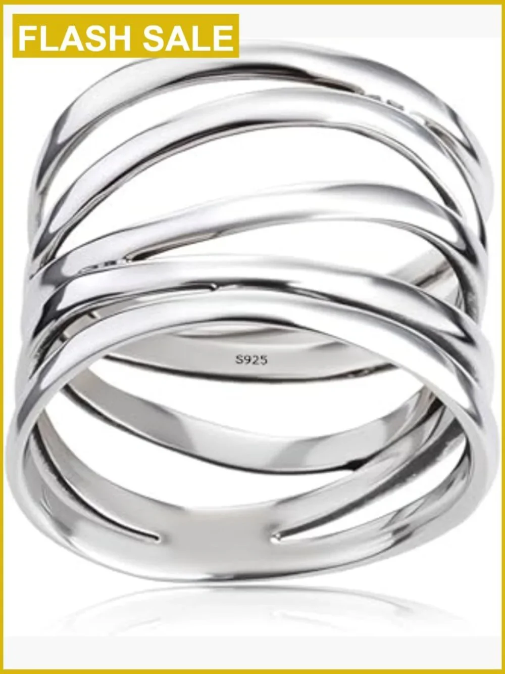 S925 Sterling Silver Chunky Knot Band Ring Women Wide Stacking